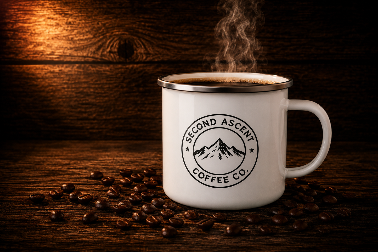 Enamel Camping Mug — Second Ascent Coffee Co. Mountain Logo
