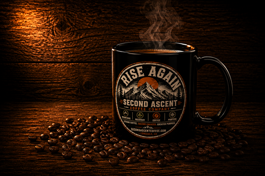 Rise Again Mountain Coffee Mug – Second Ascent Rustic Black Ceramic