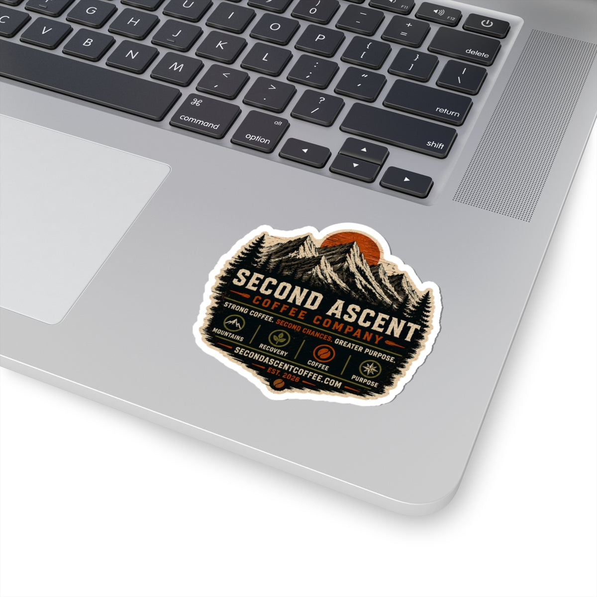 Second Ascent Coffee Company Sticker — Mountain Coffee Logo Kiss-Cut Decal